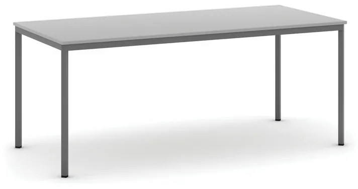 Stôl jedálenský, 1800 x 800 mm, tmavo sivá podnož, sivá