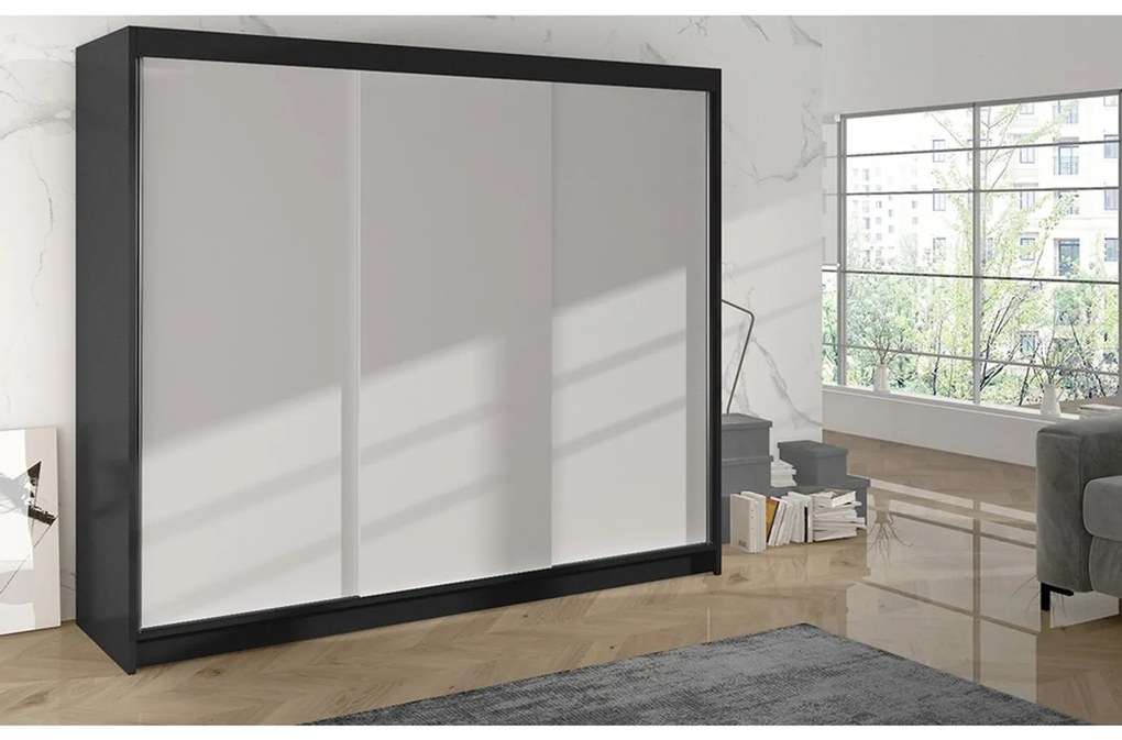 Šatníková skriňa DERBY II - 200 cm Biela - dub artisan