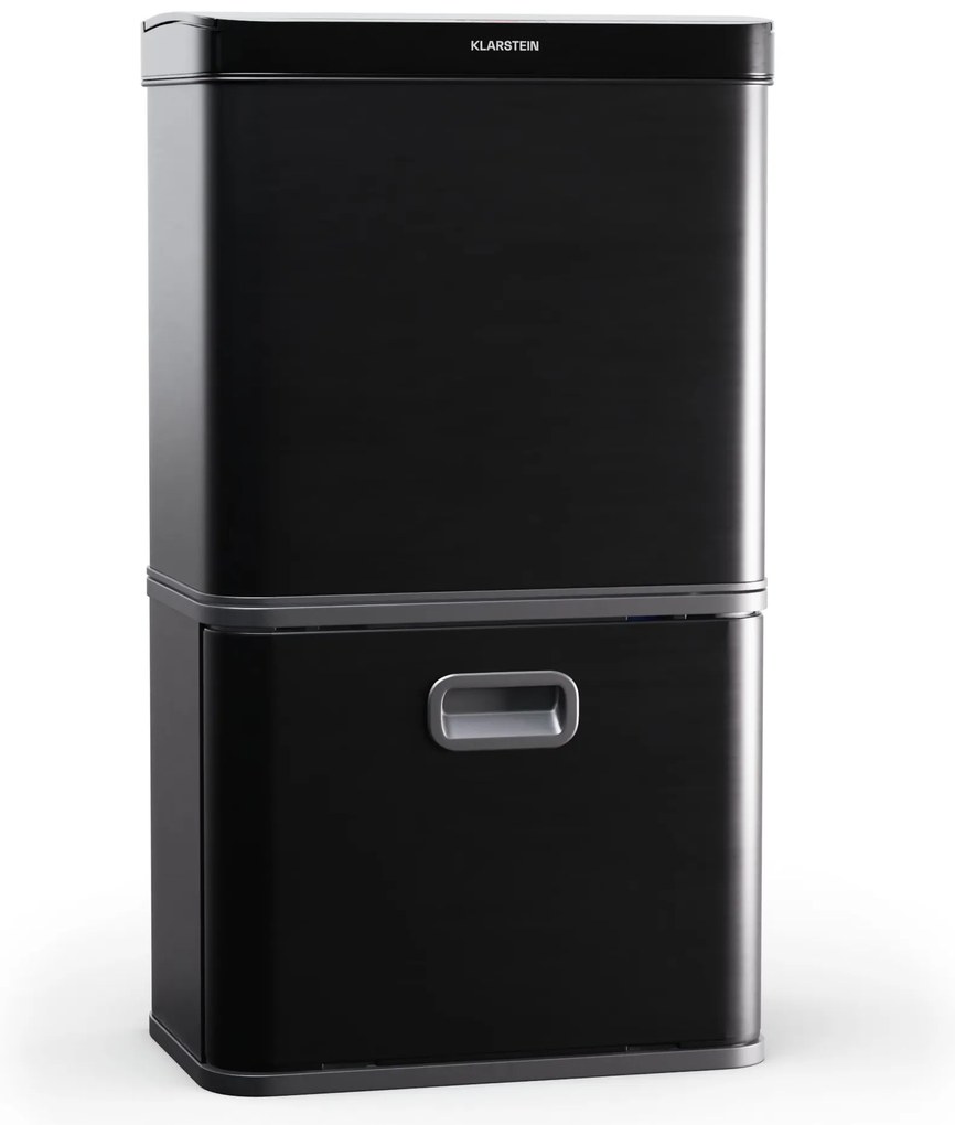 Klarstein Touchless, senzorový odpadkový kôš, 56 l, z nehrdzavejúcej ocele, 3 koše, Soft-Close zatváranie, napájaný batériou, LED displej, časovač