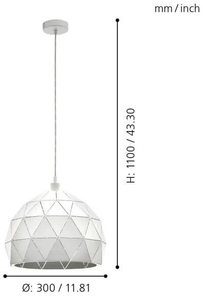 Eglo 97855 - Luster na lanku ROCCAFORTE 1xE27/60W/230V