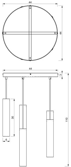 Luster na lanku RAITO 6xGU10/8W/230V mosadz