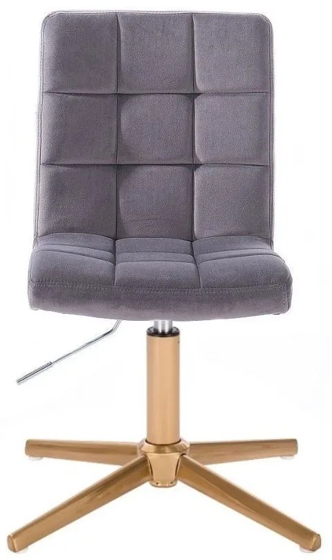 LuxuryForm DESIGN Stolička TOLEDO VELUR na zlatom kríži - tmavosivá