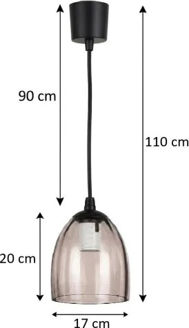 BRILAGI - LED luster na lanku R GLASS 1xE27/60W/230V pr. 17 cm čierna/dymovo-béžová