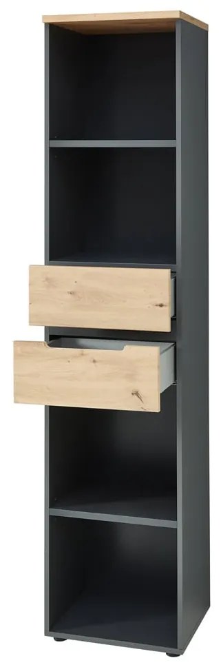 Kancelársky regál Brego 06 45 cm so zásuvkami grafit/dub Artisan