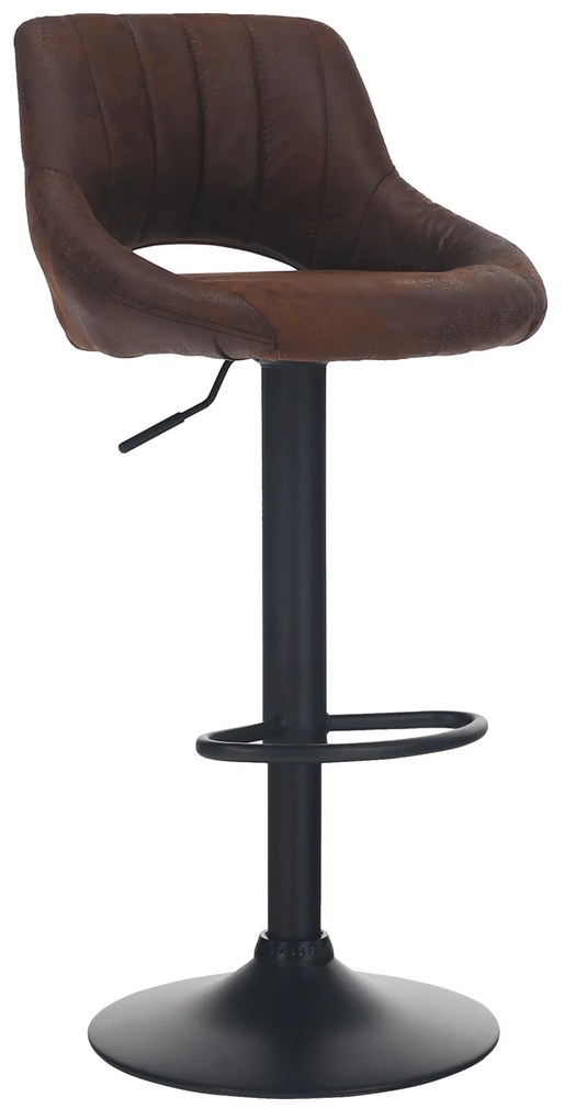 Barová stolička, hnedá látka s efektom brúsenej kože, LORASA