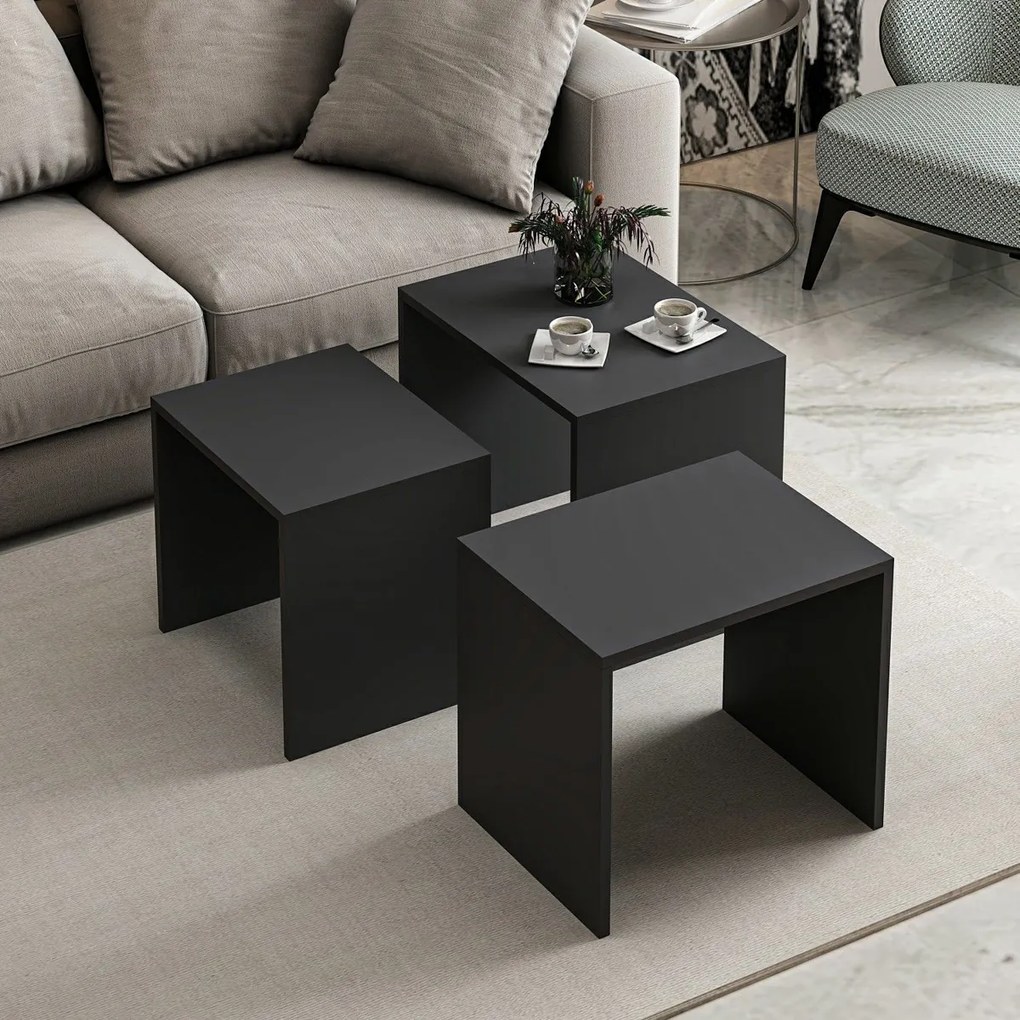 Odkladací stolík Alya Anthracite, 3 ks
