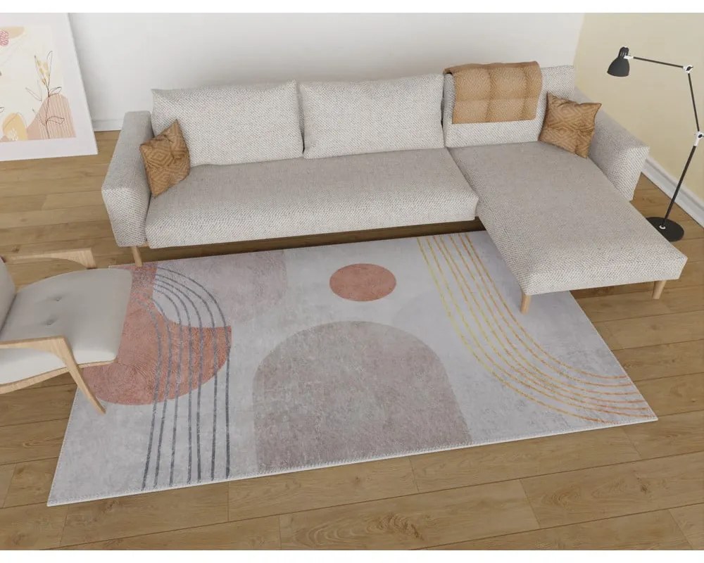 Umývateľný behúň v oranžovo-krémovej farbe 80x200 cm – Vitaus