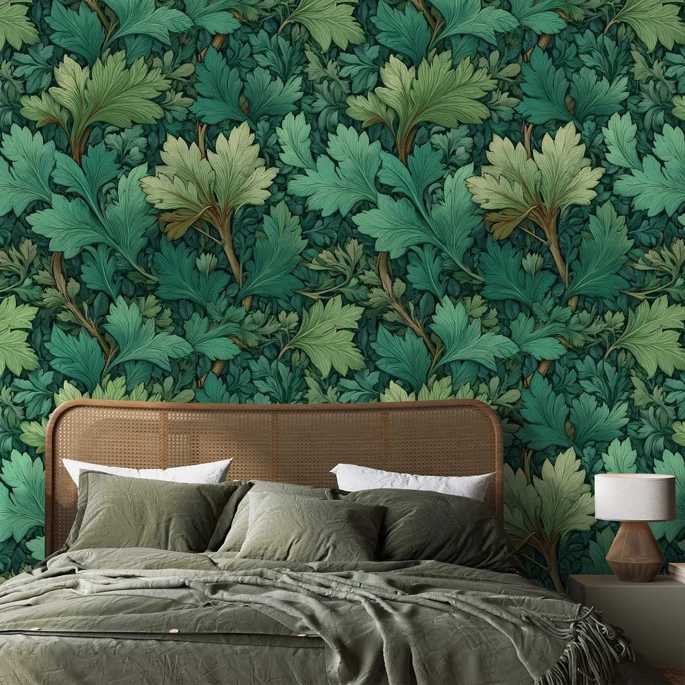 Tapeta zelené listy v klasickom štýle