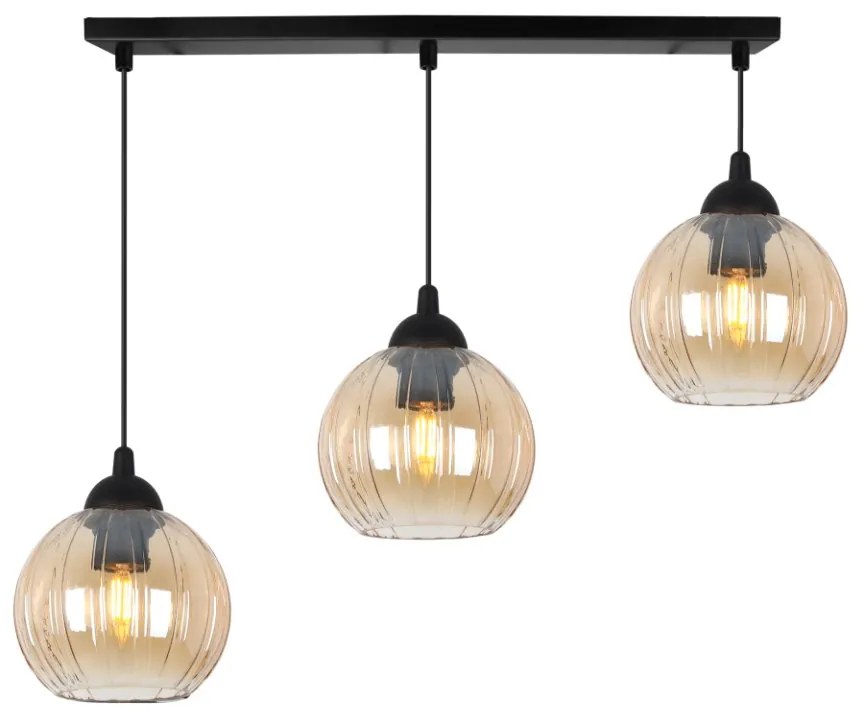 Závesné svietidlo Costa, 3x medové sklenené tienidlo, b