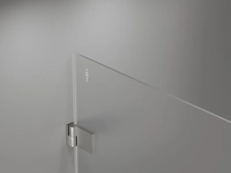 Mexen Lunar-B, výklopný sprchový kút ľavý 70 x 70 cm, 8mm číre sklo, oceľový profil, 832-070-070-97-00-L