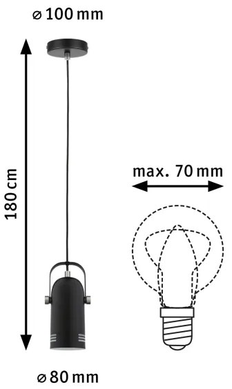 Paulmann 79766 - LED RGBW 1xE27/12W Luster na lankách LAVEA 230V čierny