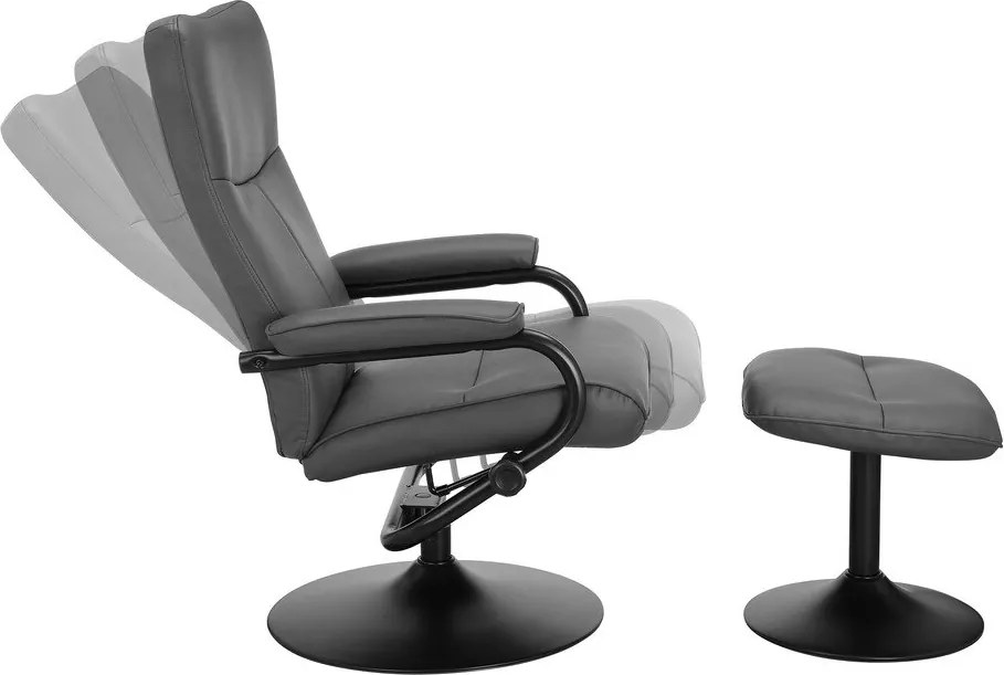 Sivé relaxačné kreslo s podnožkou z imitácie kože Istad – Støraa