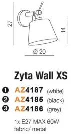 Dizajnové nástenné svietidlo Zyta Xs biele