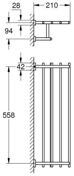 GROHE 40512001 - Multivešiak na uteráky ESSENTIALS CUBE 600 mm lesklý chróm