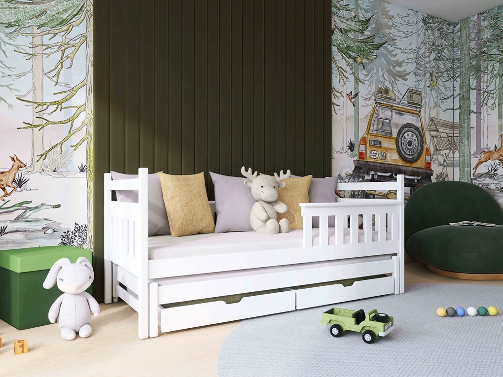 Detská posteľ 80 x 180 cm DORIA (s roštom a úl. priestorom) (biela). Vlastná spoľahlivá doprava až k Vám domov. 1013013