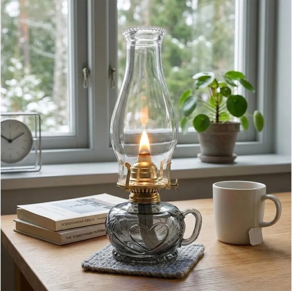 Brilagi - petrolejová lampa MERLIN dymová/sivá