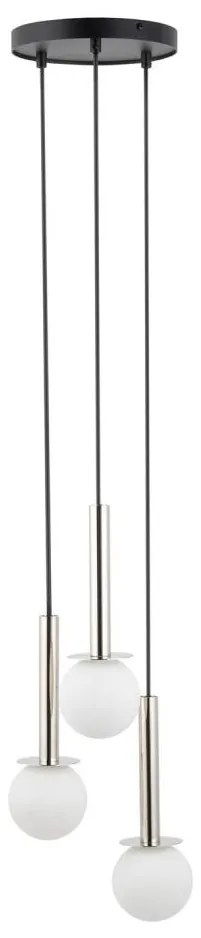 Luster na lanku DAISY 3xG9/12W/230V pr. 27 cm lesklý chróm/čierna/biela