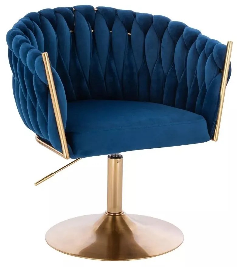LuxuryForm DESIGN Stolička NORDEN VELUR na zlatom tanieri - modrá