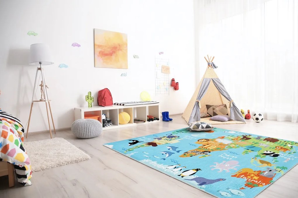 Obsession, Detský kusový koberec Torino kids 233 WORLD MAP, 120x170, viacfarebná, detská izba