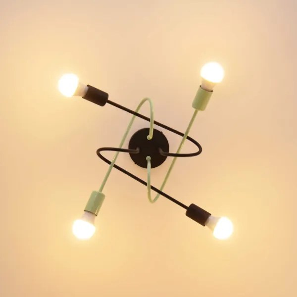 Prisadený luster OXFORD 4xE27/15W/230V čierna/zelená