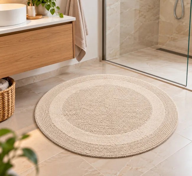 Kúpeľňový koberček Javo Cotton béžový kruh
