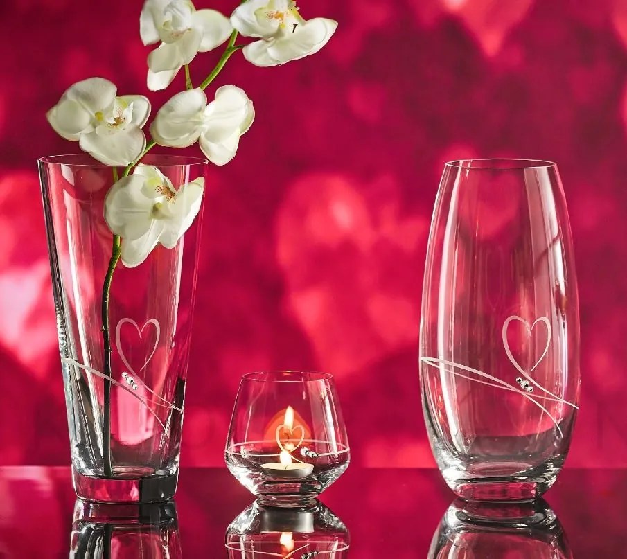 Diamante sklenená váza Romance s kamienkami Swarovski 25 cm