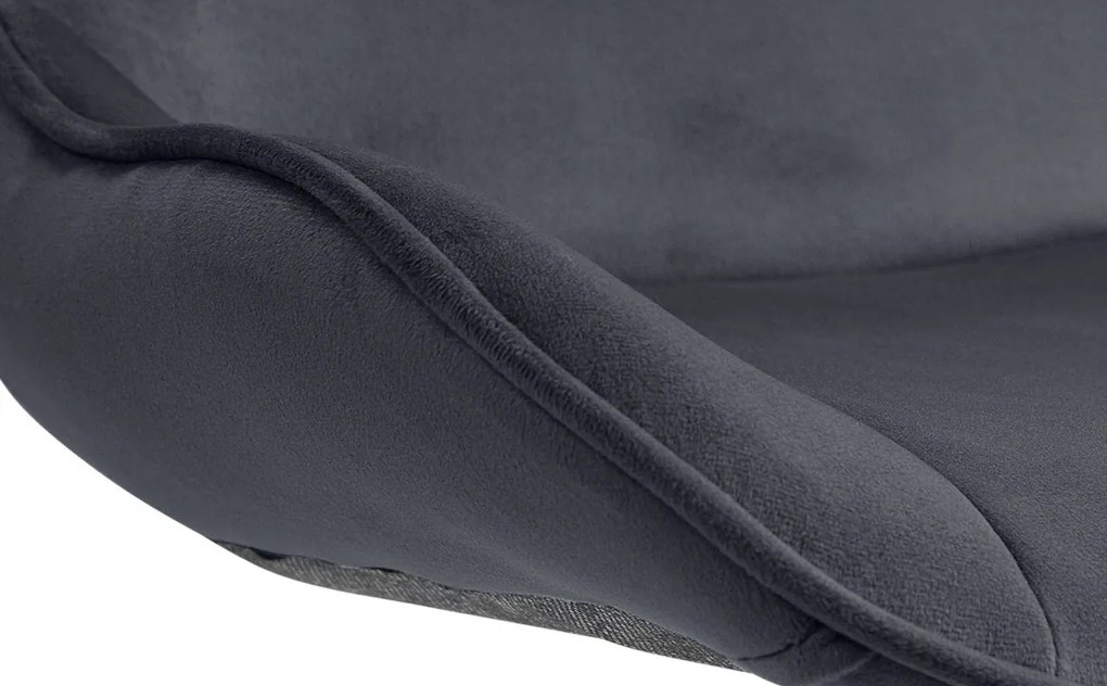 Barová stolička Vonore - zamat, chróm rám - Čierna