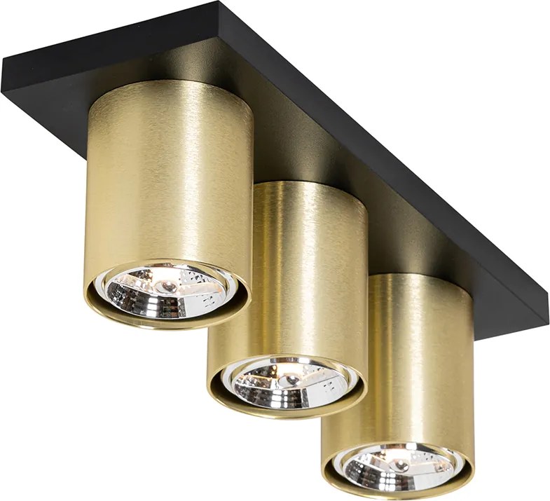Moderné stropné bodové svietidlo čierne so zlatom 3-žiarovkové - Tubo