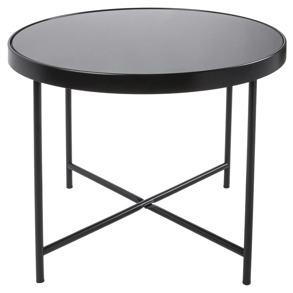 Čierny Veľký  stolík so sklenenou doskou Ø 60 cm × 46 cm LEITMOTIV
