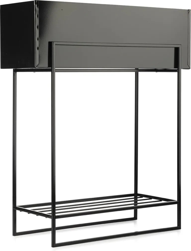 KOVOVÝ KVETINÁČ SO STOJANOM RECT 72X23X60 CM ČIERNA