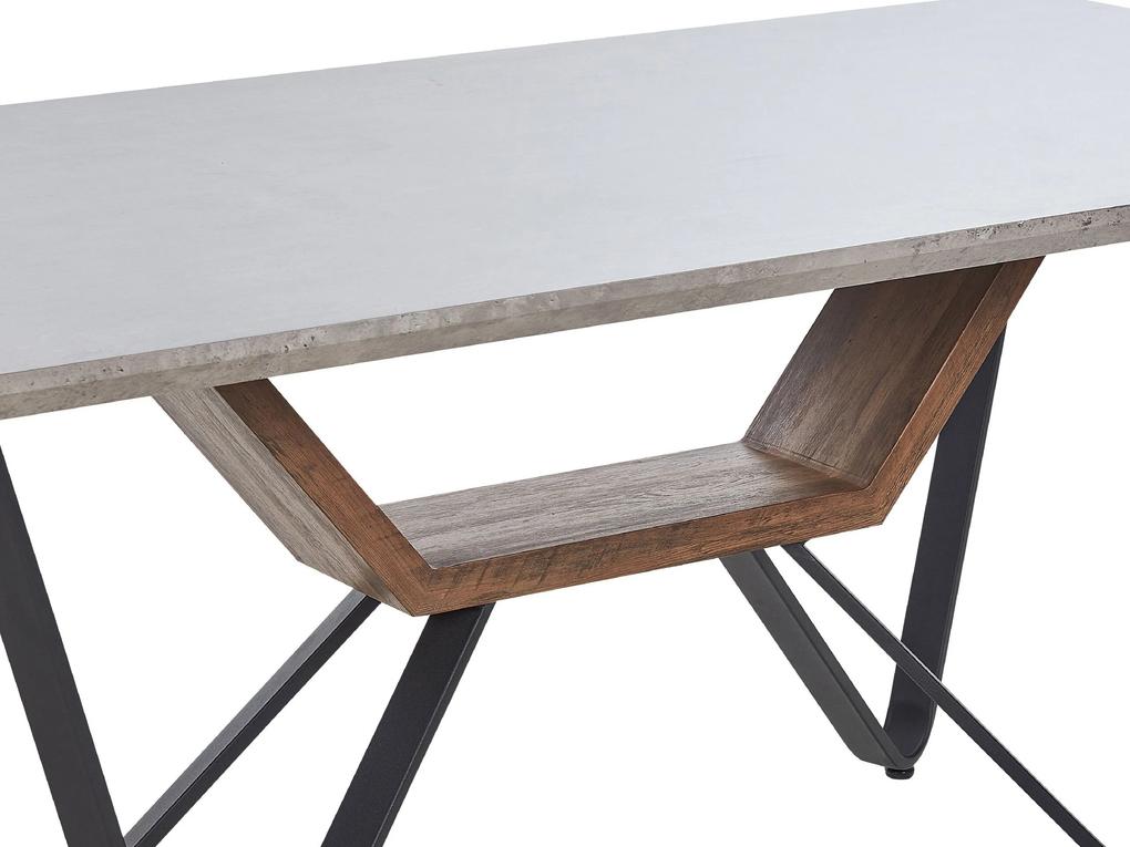 Jedálenský stôl s betónovým vzhľadom 180 x 90 cm sivá/čierna BANDURA Beliani