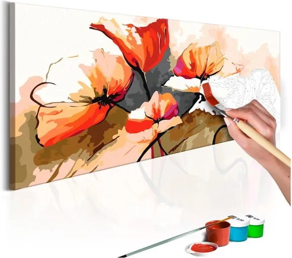 DIY set na tvorbu vlastného obrazu na plátne Artgeist Poppies, 100 × 40 cm