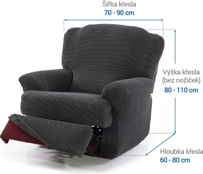 Super strečové poťahy NIAGARA antracitová relaxačné kreslo (š. 70 - 90 cm)