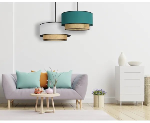 Duolla - Luster na lanku BOHO 1xE27/15W/230V pr. 45 cm tyrkysová/ratan
