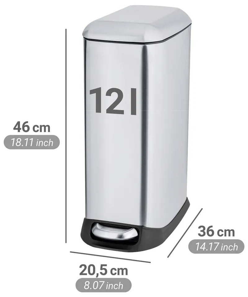 Pedálový odpadkový kôš z nehrdzavejúcej ocele v striebornej farbe 12 l Design – Wenko