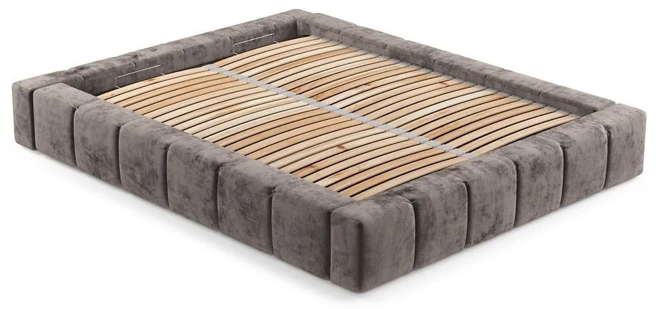 Hnedá čalúnená dvojlôžková posteľ s úložným priestorom s roštom 180x200 cm Aruba L – Maison de Rêve