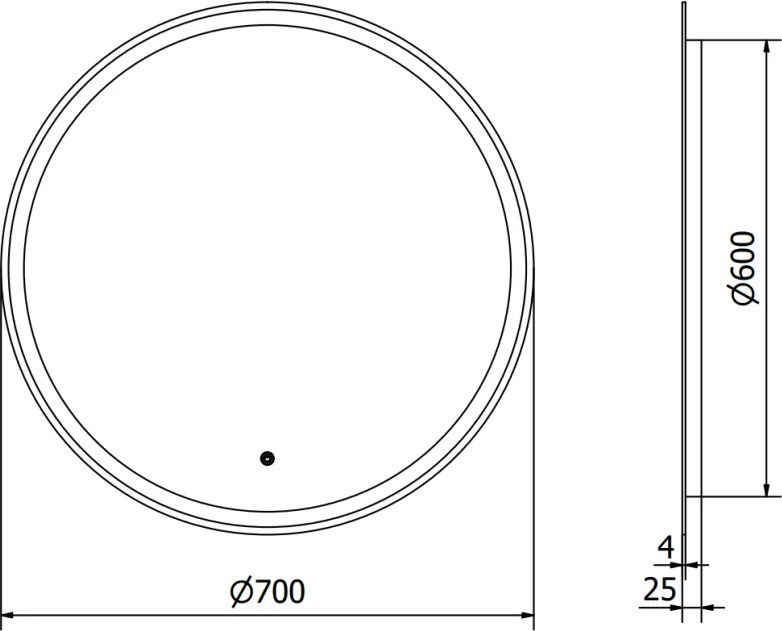 Mexen Gobi, LED okrúhle kúpeľňové zrkadlo s podsvietením 70 cm, 6000K, ochrana proti zahmlievaniu, 9801-070-070-611-00