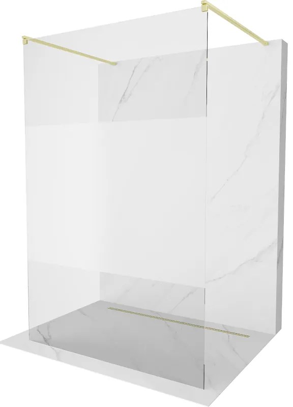 Mexen Kioto, sprchová zástena Walk-In 140 x 200 cm, 8mm číre sklo-námraza, zlatý matný profil, 800-140-002-55-35