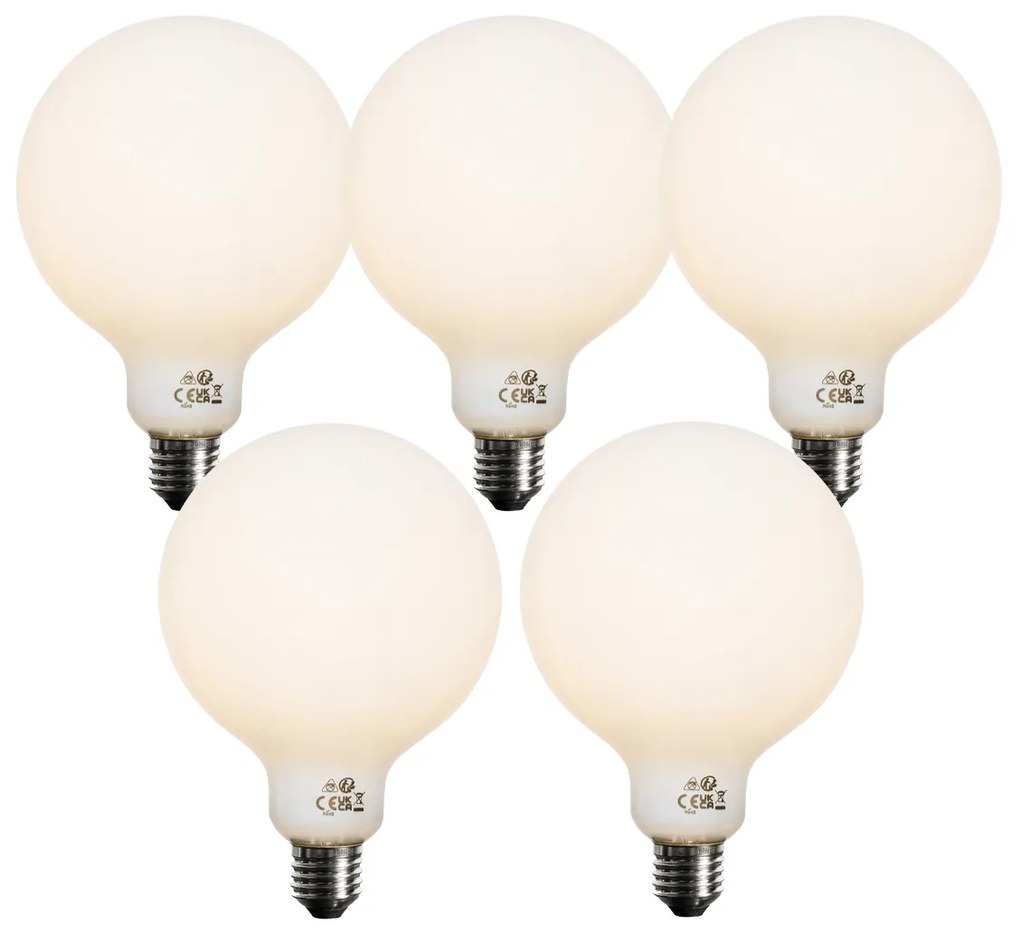 Sada 5 stmievateľných LED žiaroviek E27 Opal G125 5W 450 lm 3000K