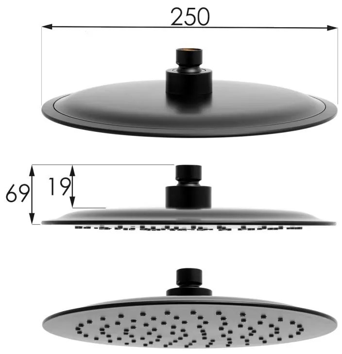 Erga Bergen Therm, sprchová súprava s termostatickou batériou a dažďovou hlavicou 25cm, čierna matná, ERG-YKA-BP.BERGEN-THERM-25-BLK