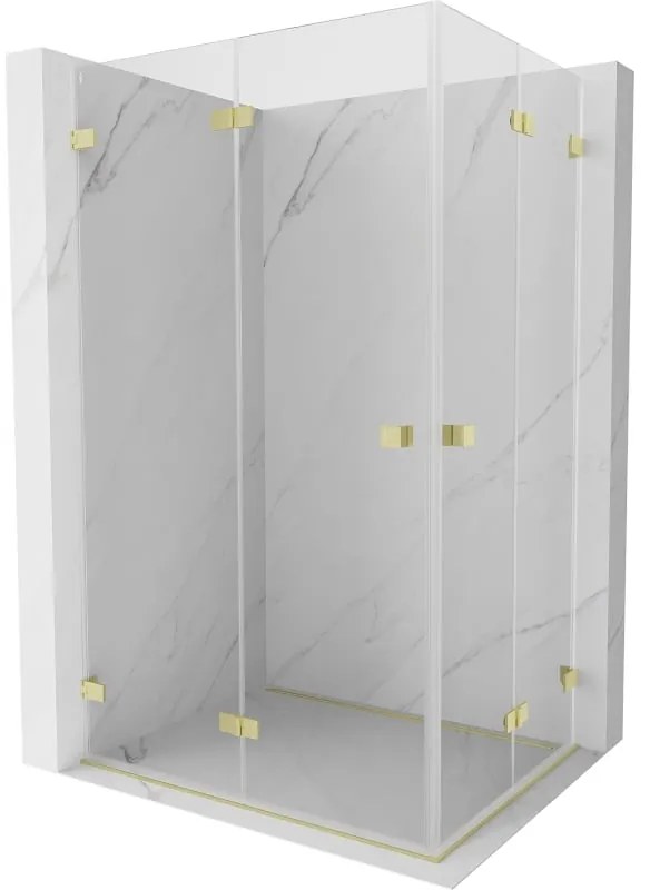 Mexen Lunar-F Duo, skladací sprchový kút 100 x 85 cm, 8mm číre sklo, zlatý matný profil, 836-100L-085P-55-00