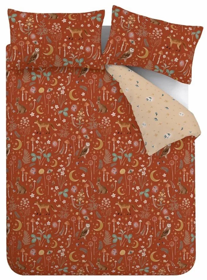 Obliečky na dvojlôžko/predĺžené v tehlovej farbe 230x220 cm Enchanted Twilight Animals – Catherine Lansfield