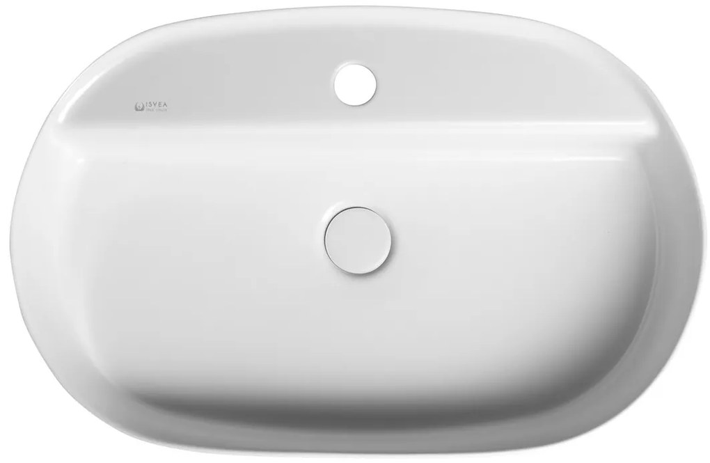Isvea, INFINITY OVAL keramické umývadlo na dosku, 60x40 cm, matná biela, 10NF65060-2L