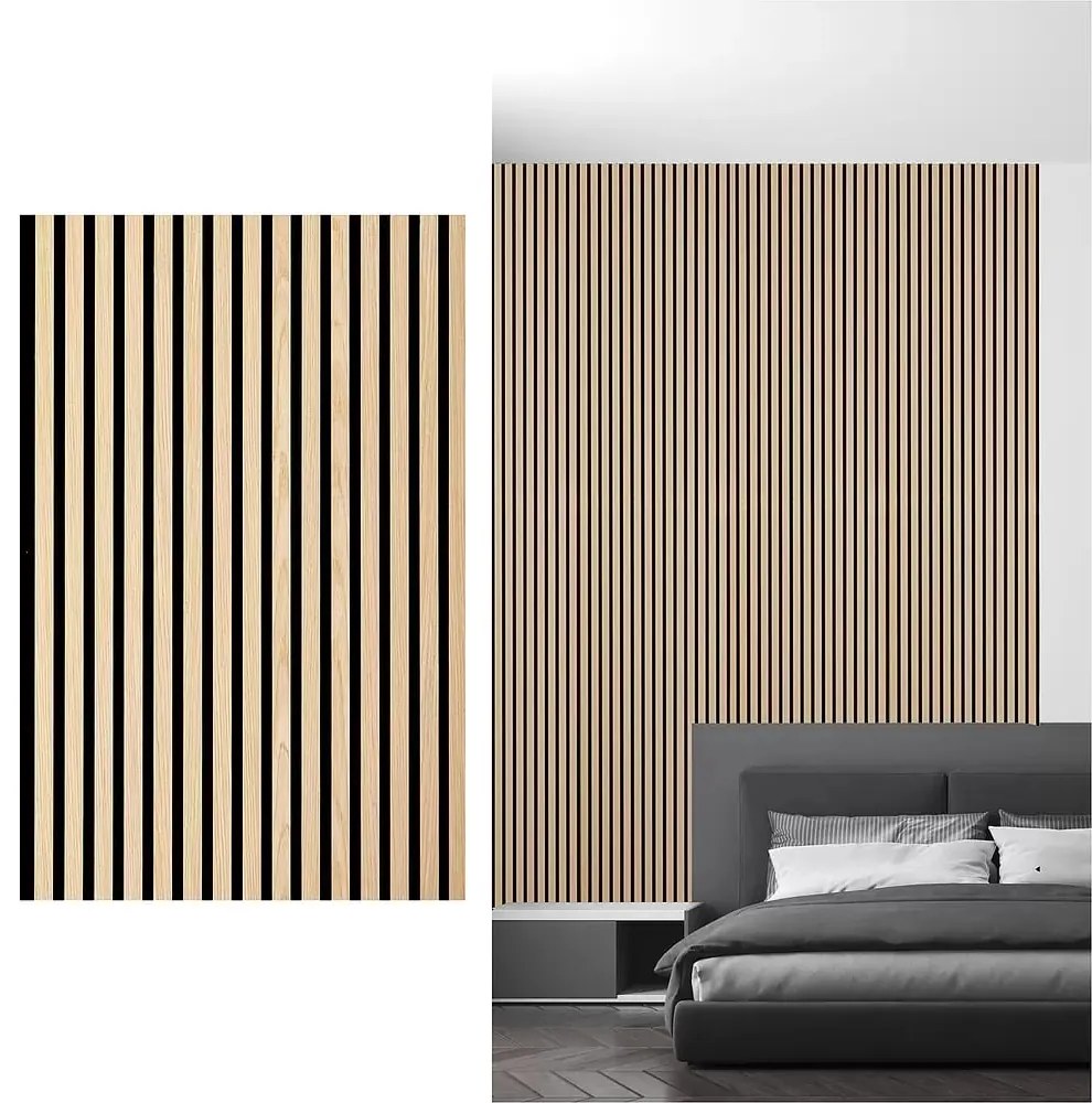 Akustický obkladový panel dub svetlý, MDF, drevo, plsť, 1200 × 560 × 18 mm, dub svetlý