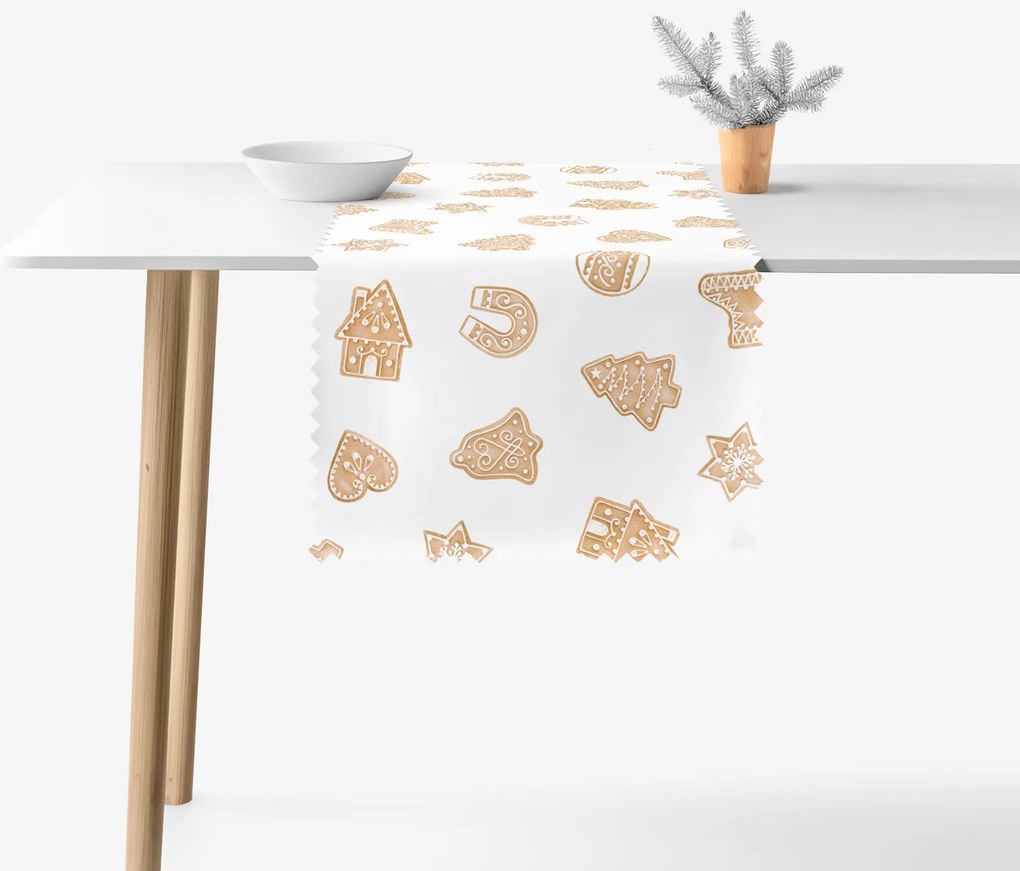 Goldea vianočný behúň na stôl teflónový - perníčky 20x120 cm