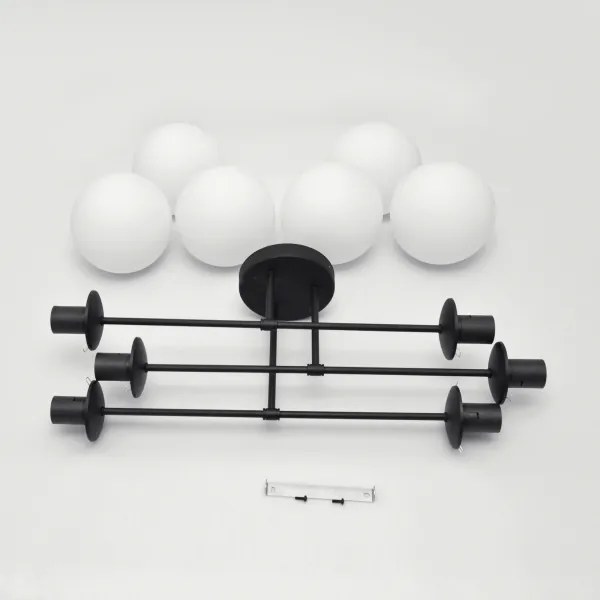 Prisadený luster MOON 6xE27/15W/230V čierna