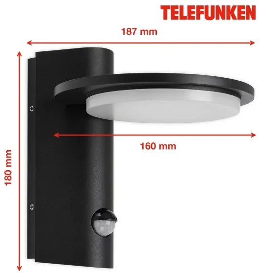 Telefunken 312505TF-LED Vonkajšie nástenné svietidlo so senzorom LED/10W/230V IP44