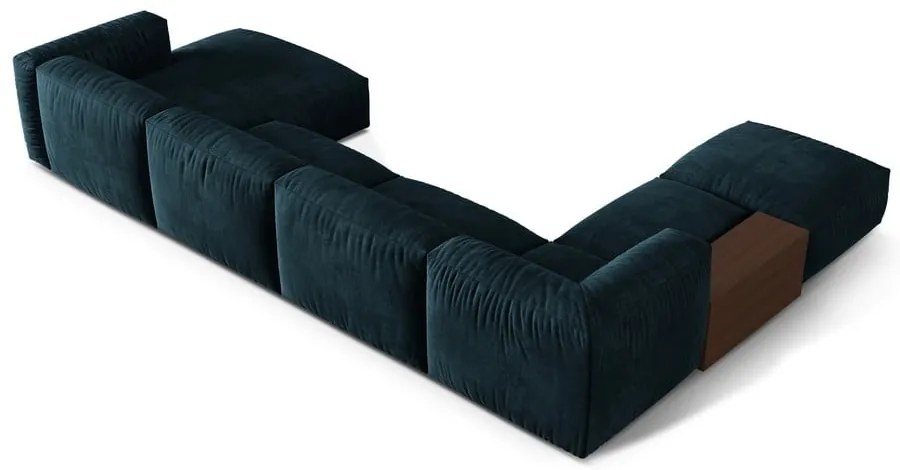 Tmavomodrá zamatová modulárna rohová pohovka (ľavý roh/do tvaru "U") Martina – Micadoni