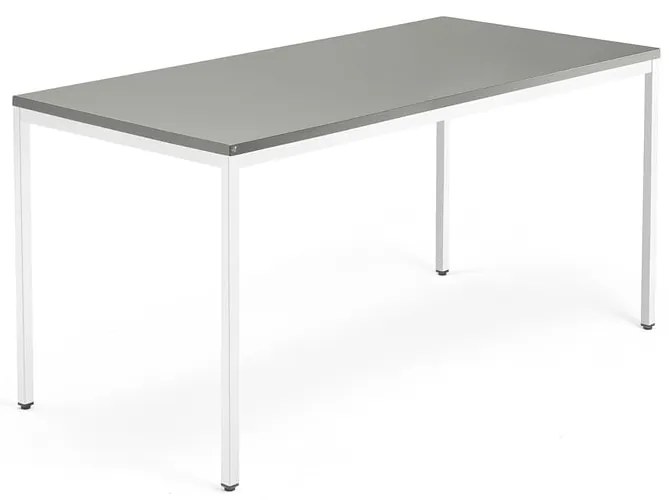 Rokovací stôl QBUS, 1600x800 mm, so 4 nohami, biely rám, svetlošedá