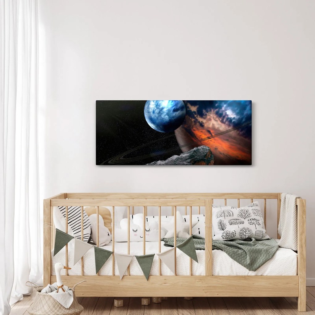 Obraz planéty vo vesmíre (120x50 cm)